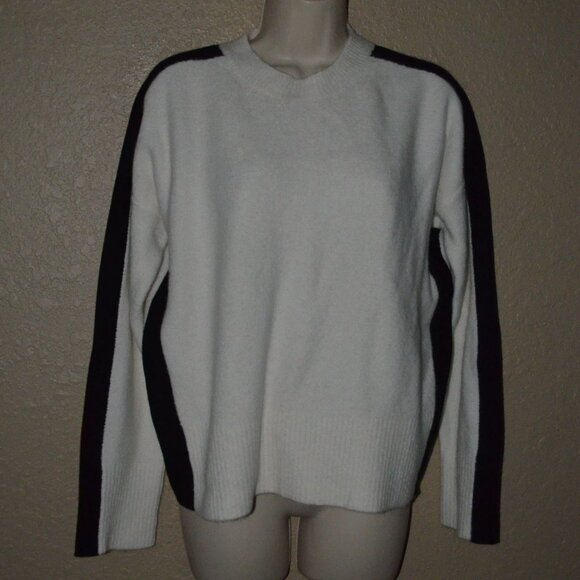 Sz XS Alice + Olivia White Black Stripe Detail Long Sleeve Sweater - Picture 1 of 6